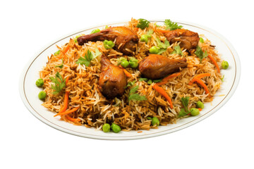 Flavorful Afghan Pulao Presentation Isolated on Transparent Background