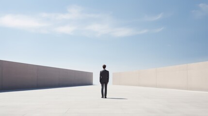 Obraz premium Minimalistic Businessman Standing Outdoors AI Generated