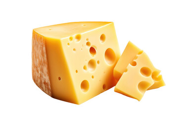 Pieces of Tasty Cheese Isolated on Transparent Background PNG.