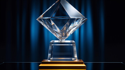 Luminescent Crystal Trophy  A Shining Tribute to Excellence in Competitive Arenas - obrazy, fototapety, plakaty