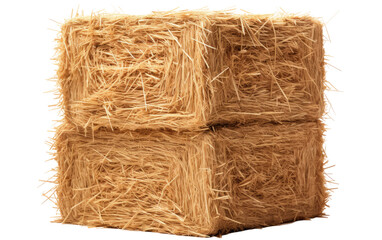 Stack of Dried Straw Bale Isolated on Transparent Background PNG.