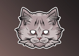 CAT HEAD STICKER PATCH DESIGN