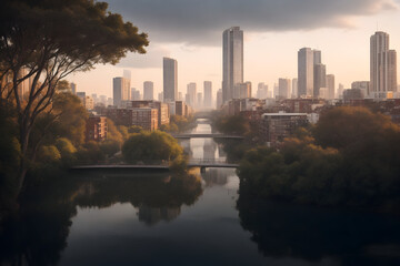 Obraz premium the transition between urban and natural landscapes