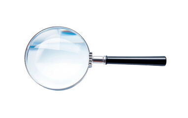 Beautiful White Magnifying Glass with Black Handle Isolated on Transparent Background PNG.