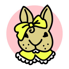 Easter bunny. Funny little rabbit happy for Easter. Fluffy lovely and cute with big eyes. Best friend for baby, kid, children, girl or boy, girlfriend. For party poster illustration, celebration.