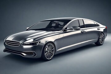 Sedan Car Isolated. 3D rendering,close up view,