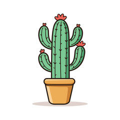 Cactus in a Pot Clipart Vector Illustration