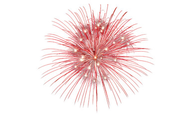 Stunning Red Shinning Fireworks Isolated on Transparent Background PNG.