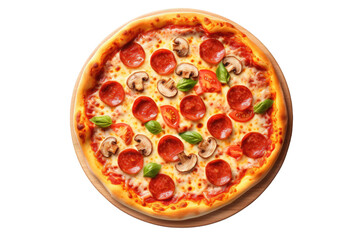Realistic 3D Rendering of Classic Pizza Isolated on Transparent Background
