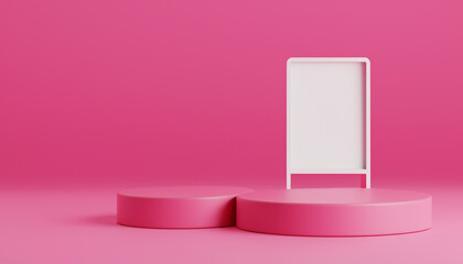 3D product display mockup on pink background
