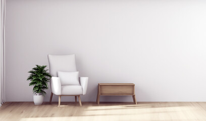 empty wall modern living room with armchair