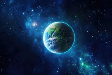 Obraz na płótnie Canvas Blue planet in the space