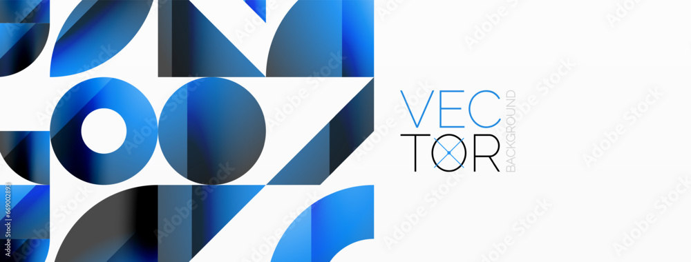Poster geometric minimalism with triangles and circles. blend of basic shapes creating serene, visually ple