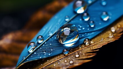 A macro shot of water droplets on a feather, showcasing the concept of hydrophobia in nature.