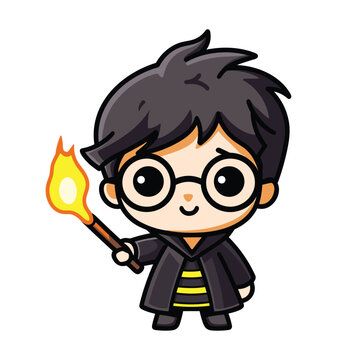 recommend clip art: Cute Kid With Fire Torch Vector Clipart Illustration