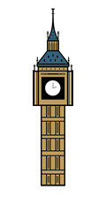 Simple doodle inspired by Big Ben with blue and gold colors that can be use for social media, wallpaper, e.t.c
