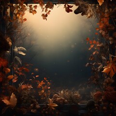 Fototapeta na wymiar autumn background, background with leaves, Thanksgiving background, autumn leaves, turkey, harvest season, cornucopia, background, Generative AI