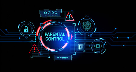 Parental control interface over blue background