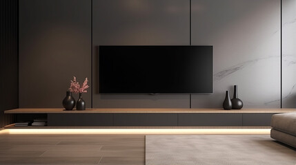 Minimalist style interior design modern living room with tv. Interior of living room generative ai