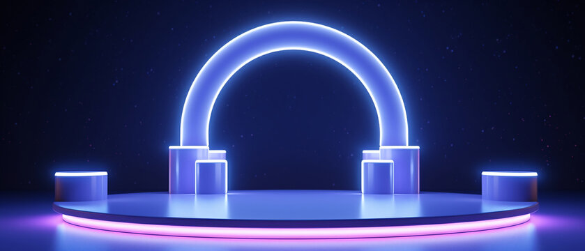 3D-rendered neon ring futuristic Christmas ornament, Blank space, Generative ai