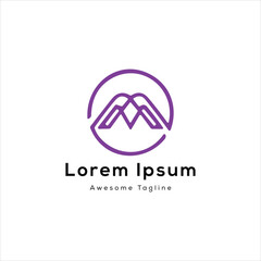 M letter circle shape creative logo design