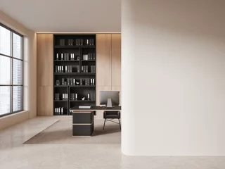 Gardinen Beige CEO office interior with blank wall © ImageFlow