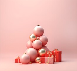 merry christmas event product display podium with decoration background 3d rendering  AI generative