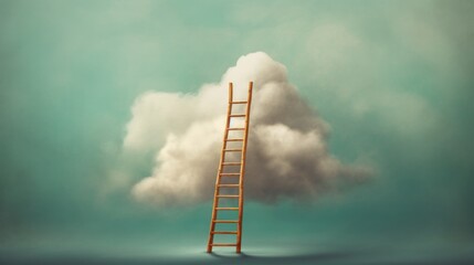 Ladder leading to a podium, representing achieving recognition and success. AI generated