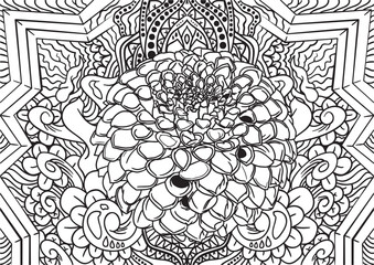 Fototapeta premium Abstract vector ornament flower pattern with hand drawn lines. You can use any color of background