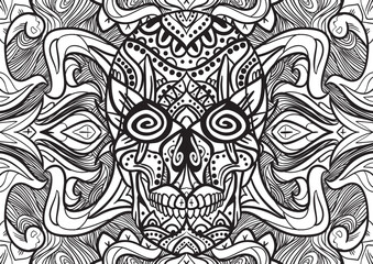 Abstract vector ornament flower pattern with hand drawn lines. You can use any color of background