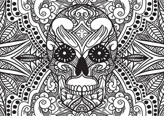 Abstract vector ornament flower pattern with hand drawn lines. You can use any color of background