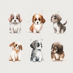 Adorable Illustration of Cute Puppies