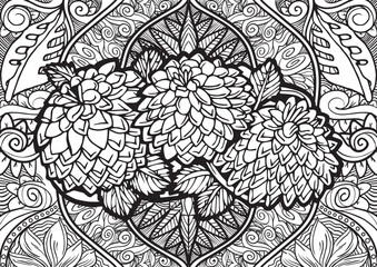 Abstract vector ornament flower pattern with hand drawn lines. You can use any color of background