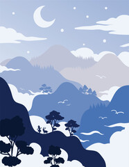 Landscape Mountain Flat Design Illustration Background
