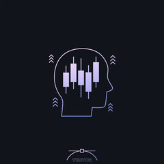 trader, stockbroker icon with candlestick chart and a head