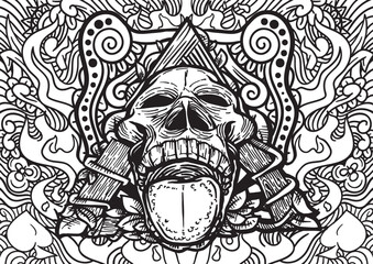 Abstract vector ornament flower pattern with hand drawn lines. You can use any color of background