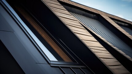 Obraz premium Closeup Modern roof with amazing texture and this little close part on your house shows everyone that you are the ONE! Generative AI Technology 