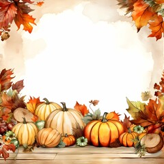 Thanksgiving background, autumn background, fall background, pumpkin background, Generative AI 