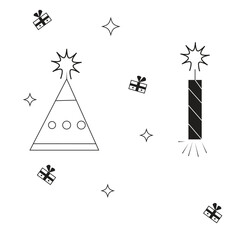 set of firework icons. Fireworks with stars and sparks isolated on white background.