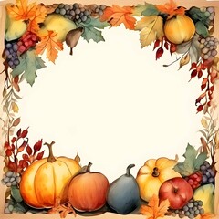 Naklejka na ściany i meble Thanksgiving background, autumn background, fall background, pumpkin background, Generative AI 