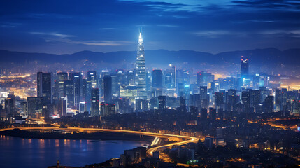 South Korea City skyline at night