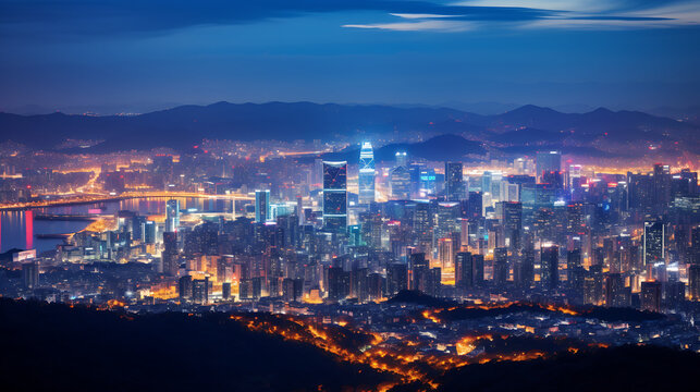 South Korea City skyline at night