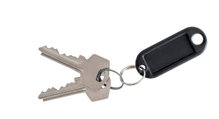 trousseau de clé et porte étiquette sur fond transparent
