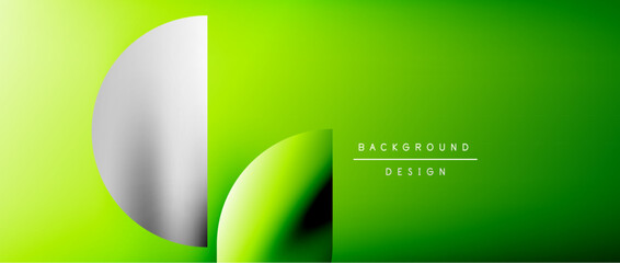 Circles and round shapes with gradients. Minimal abstract background, round geometric shapes, clean and structured design