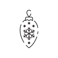 Obraz premium Christmas toys line icon. Xmas festive outline pictogram or sign, Christmas celebration or New Year bell vector icon or symbol with holiday tree decoration