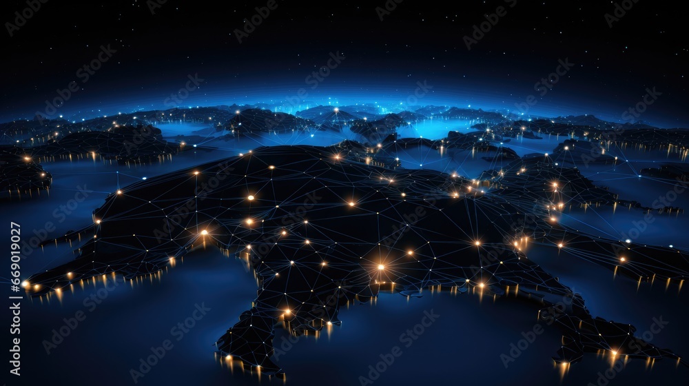 Aufkleber smart city and communication network concept, flat digital map, connectivity, neural networks, techn
