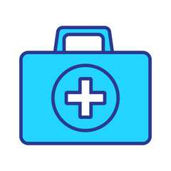 First aid box icon. First aid kit, Medical care bag icon symbol. Vector illustration.