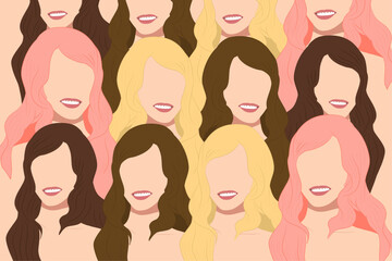female model repeating pattern vector illustration. concept of woman empower, beauty, fashion, woman art, abstract, background, cover