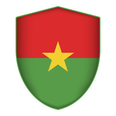 Burkina Faso flag in shield shape. Vector illustration.