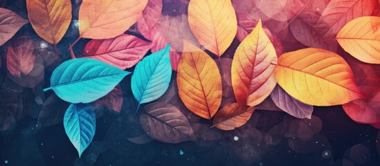 Vintage background with colorful grunge style leaves